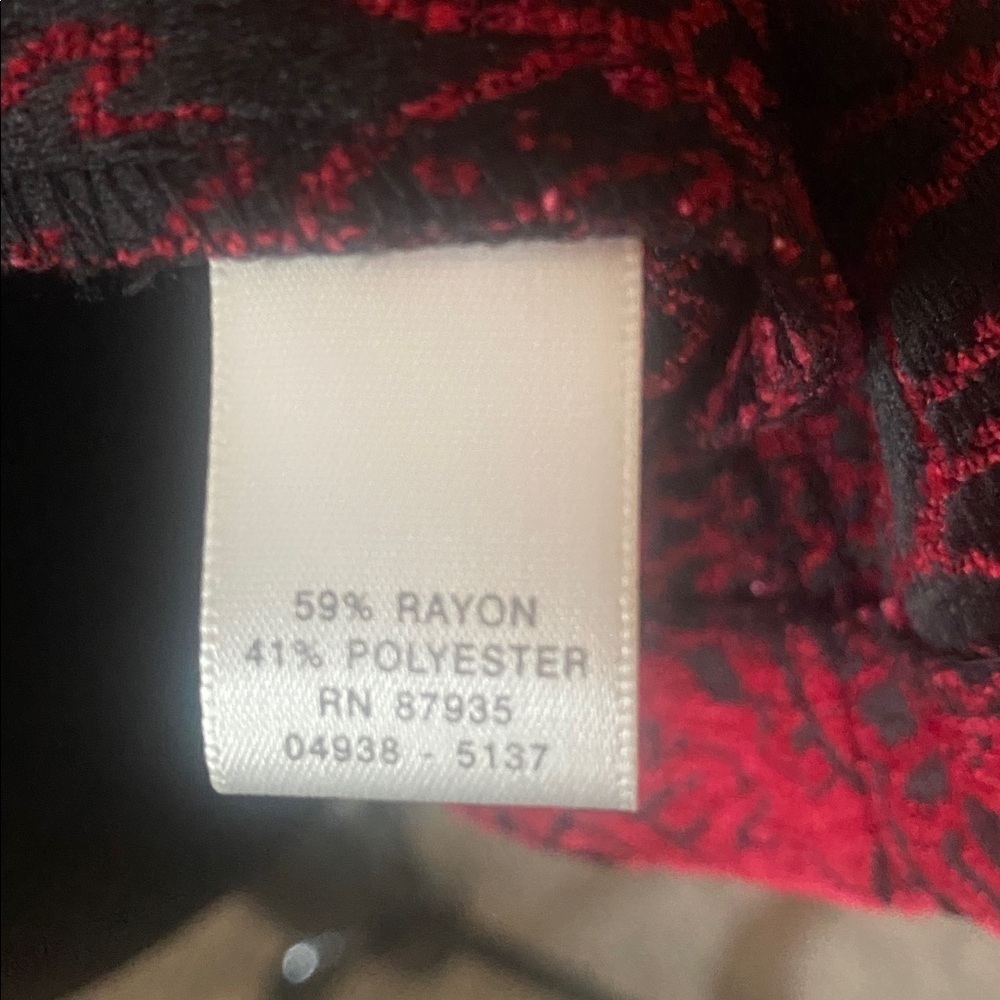 CJ Banks Women’s Deep Red & Black Tapestry Jacket Sz 1X - Picture 9 of 12